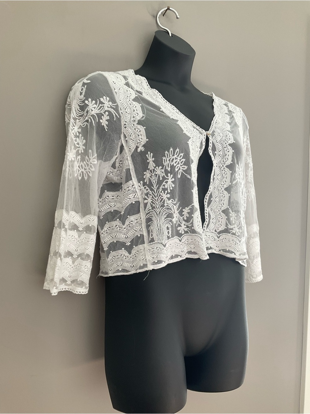 Rabbit Rabbit Rabbit White Embroidered Mesh Cardigan. - Picture 3 of 10